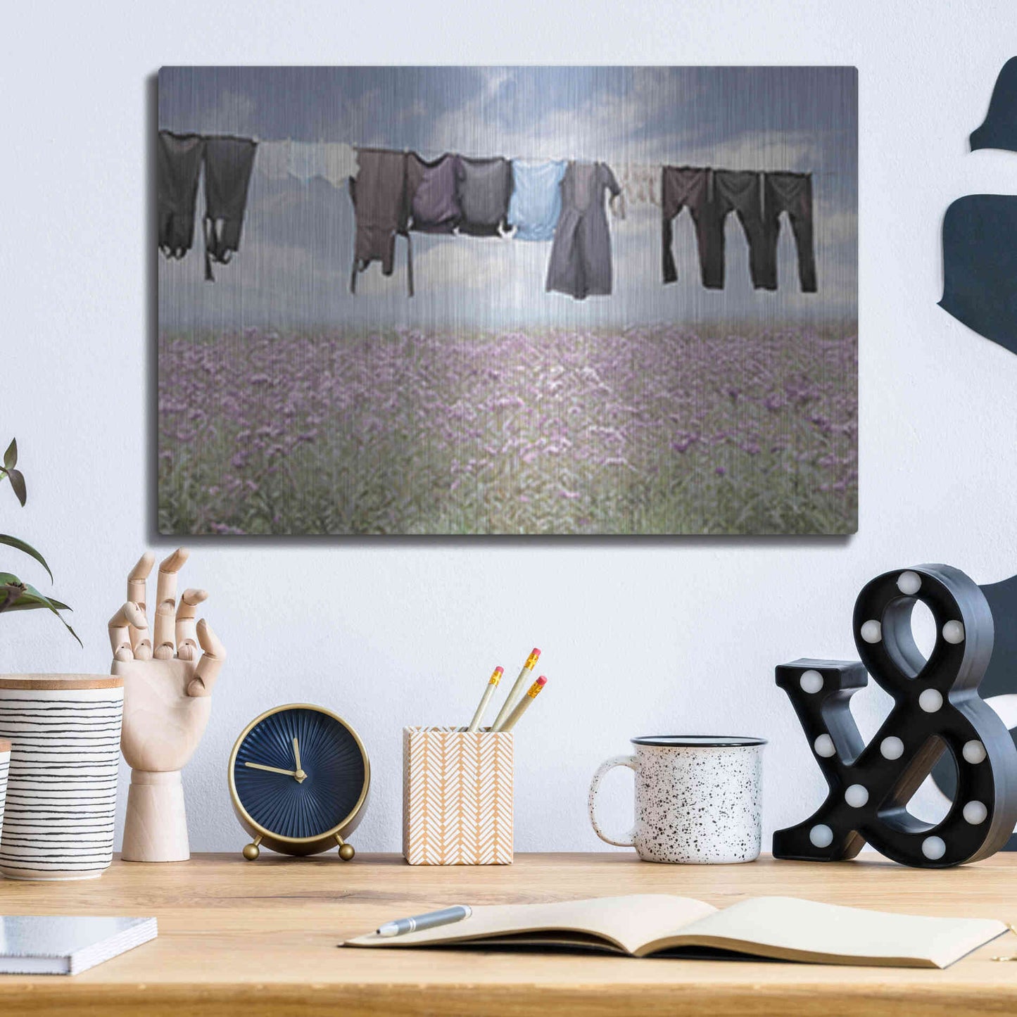 Luxe Metal Art 'Laundry Day 2' by Lori Deiter, Metal Wall Art,16x12