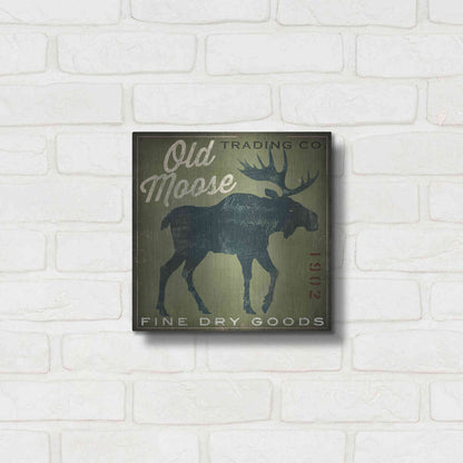 Luxe Metal Art 'Old Moose Trading Co. - green' by Ryan Fowler, Metal Wall Art,12x12