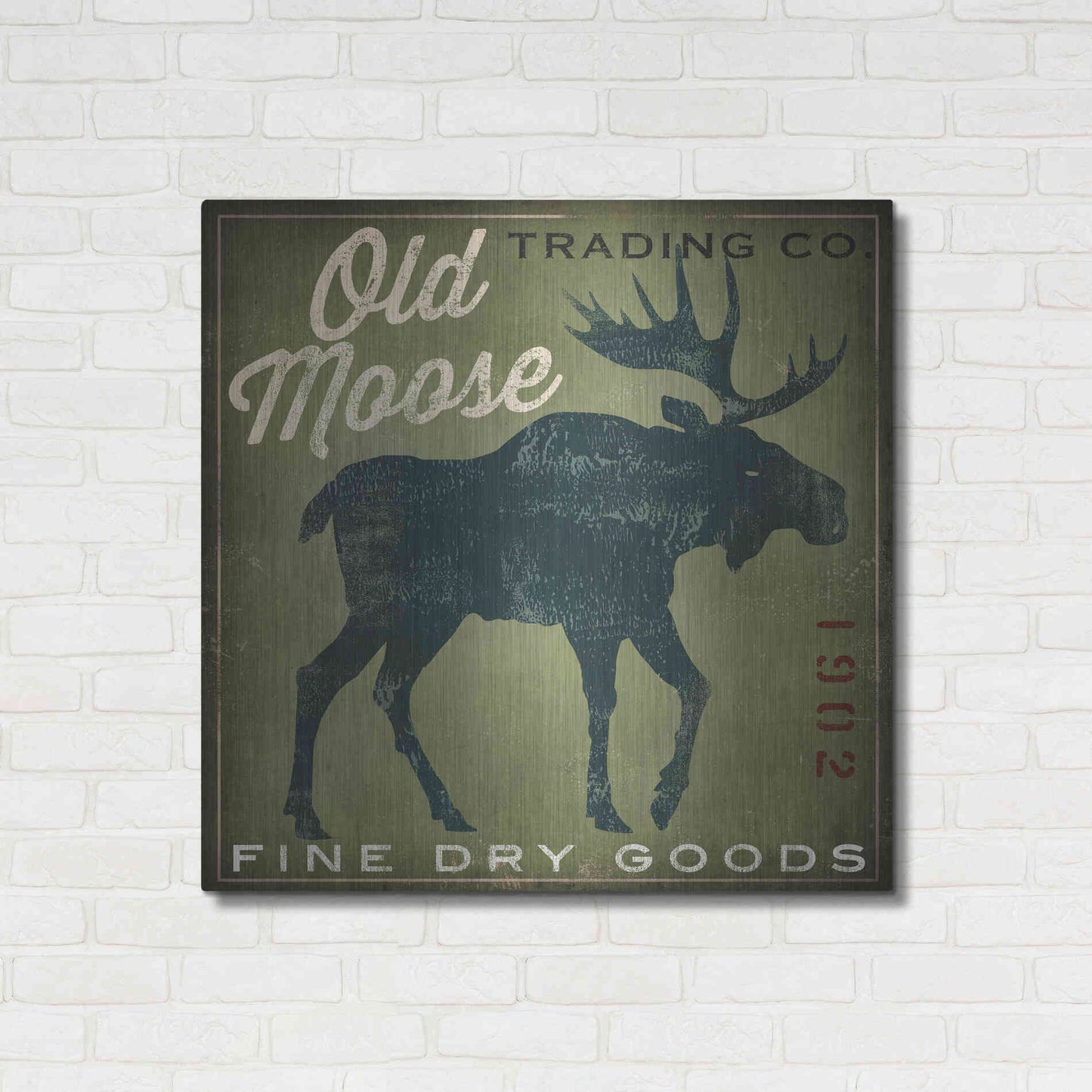 Luxe Metal Art 'Old Moose Trading Co. - green' by Ryan Fowler, Metal Wall Art,36x36