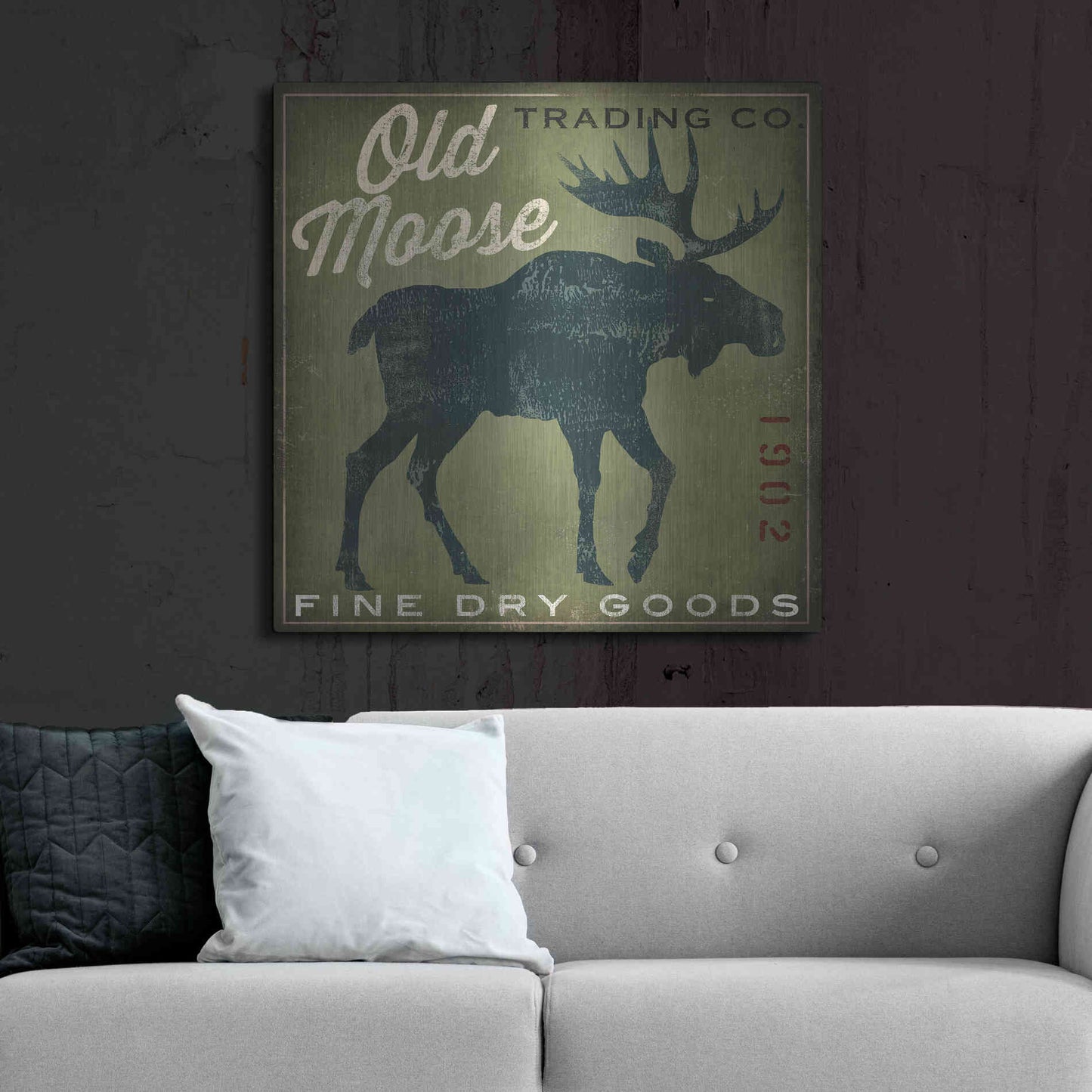 Luxe Metal Art 'Old Moose Trading Co. - green' by Ryan Fowler, Metal Wall Art,36x36
