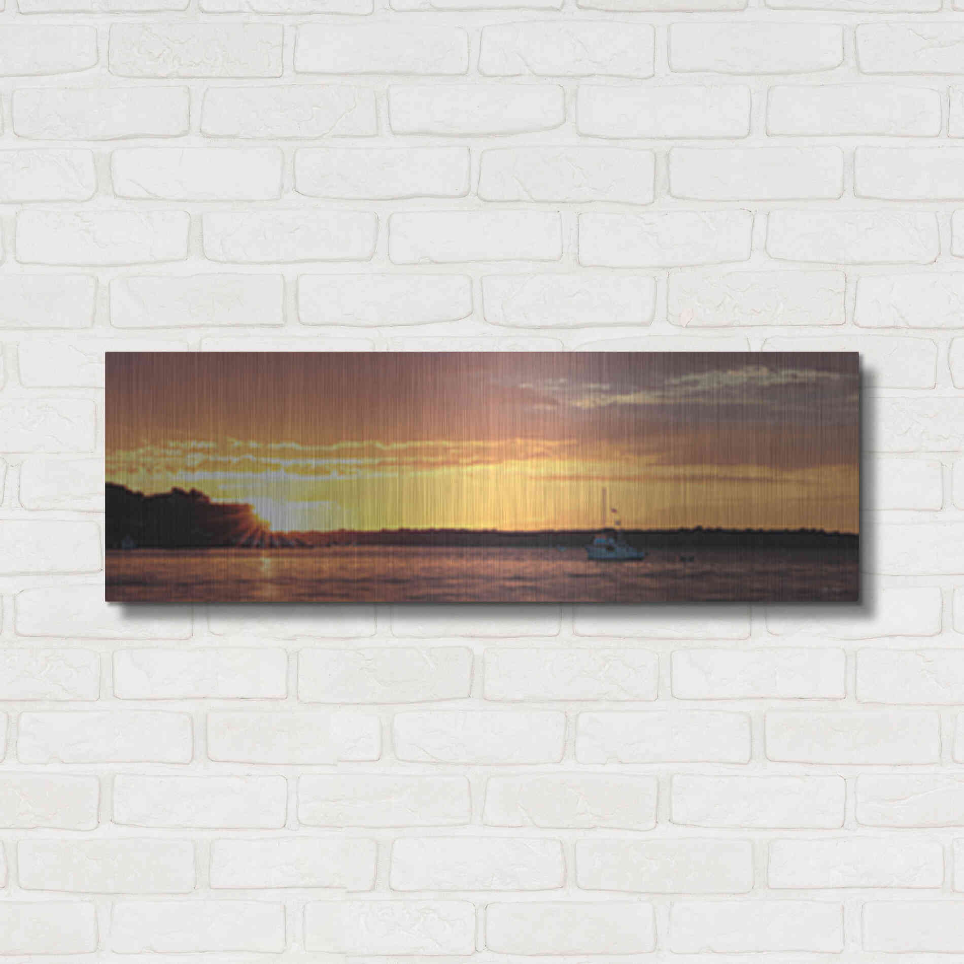 Luxe Metal Art 'Drifting' by Lori Deiter, Metal Wall Art,36x12