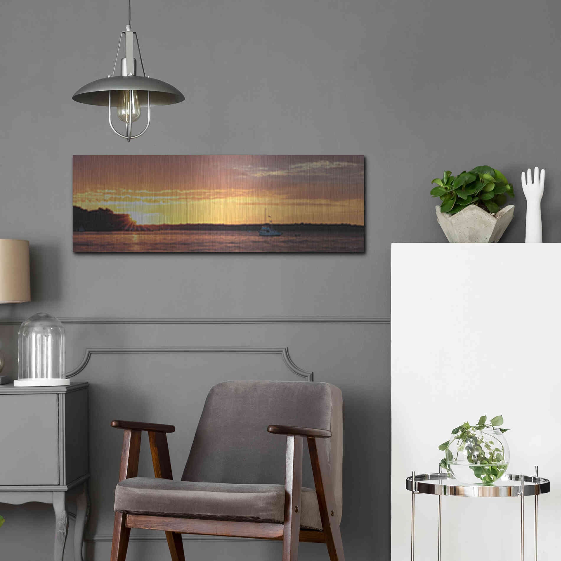 Luxe Metal Art 'Drifting' by Lori Deiter, Metal Wall Art,36x12