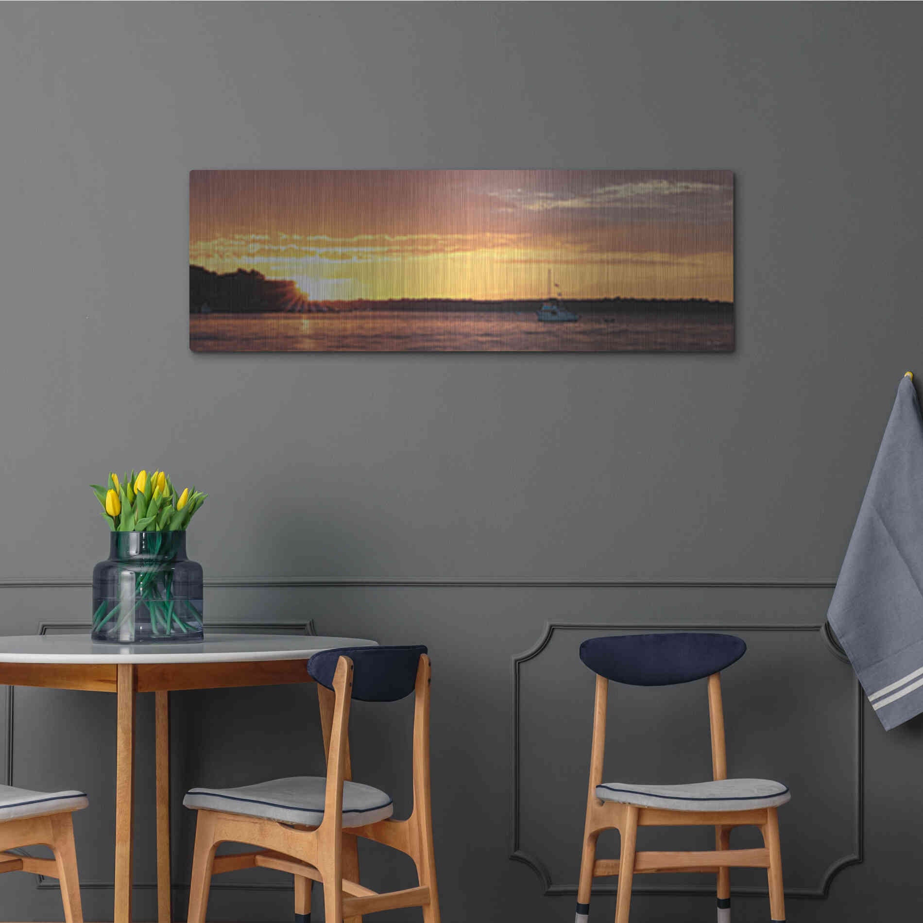 Luxe Metal Art 'Drifting' by Lori Deiter, Metal Wall Art,48x16