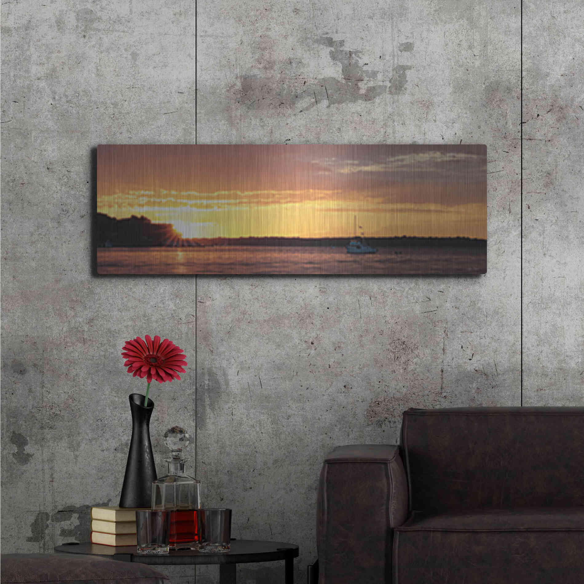 Luxe Metal Art 'Drifting' by Lori Deiter, Metal Wall Art,48x16