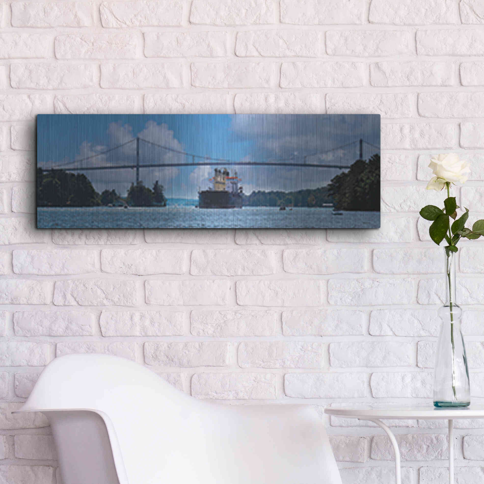 Luxe Metal Art 'Rolling on the River' by Lori Deiter, Metal Wall Art,36x12