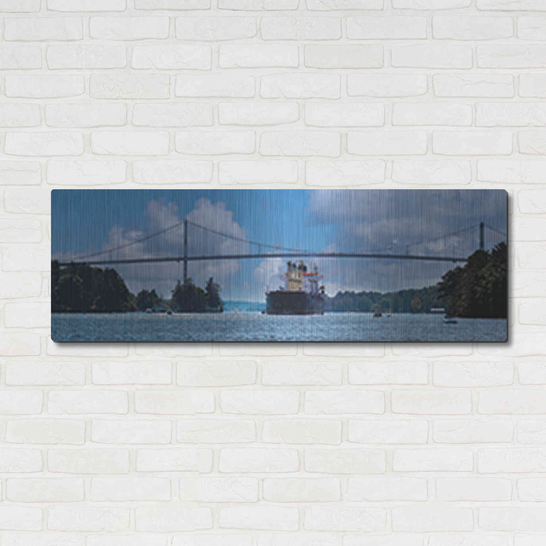 Luxe Metal Art 'Rolling on the River' by Lori Deiter, Metal Wall Art,48x16