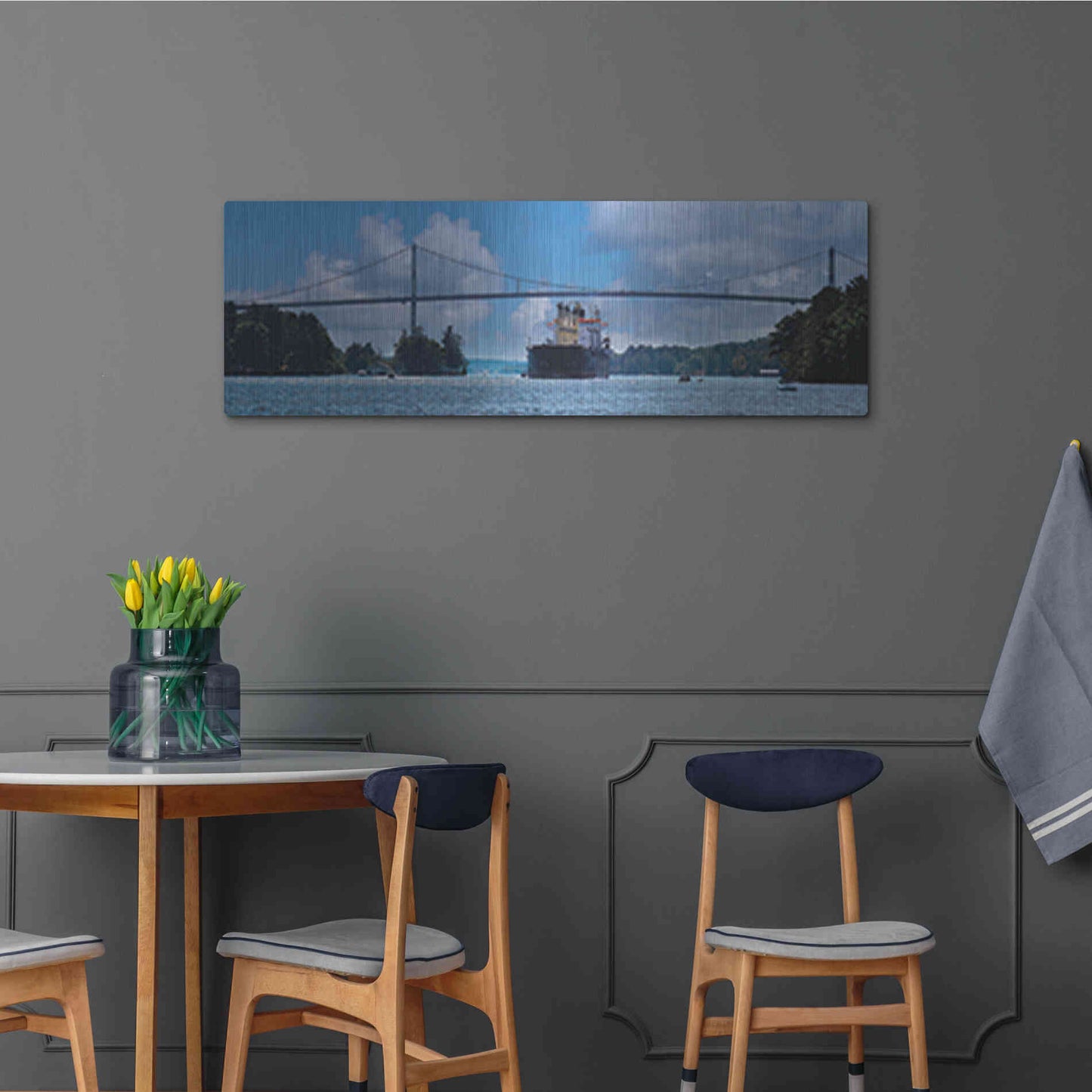 Luxe Metal Art 'Rolling on the River' by Lori Deiter, Metal Wall Art,48x16