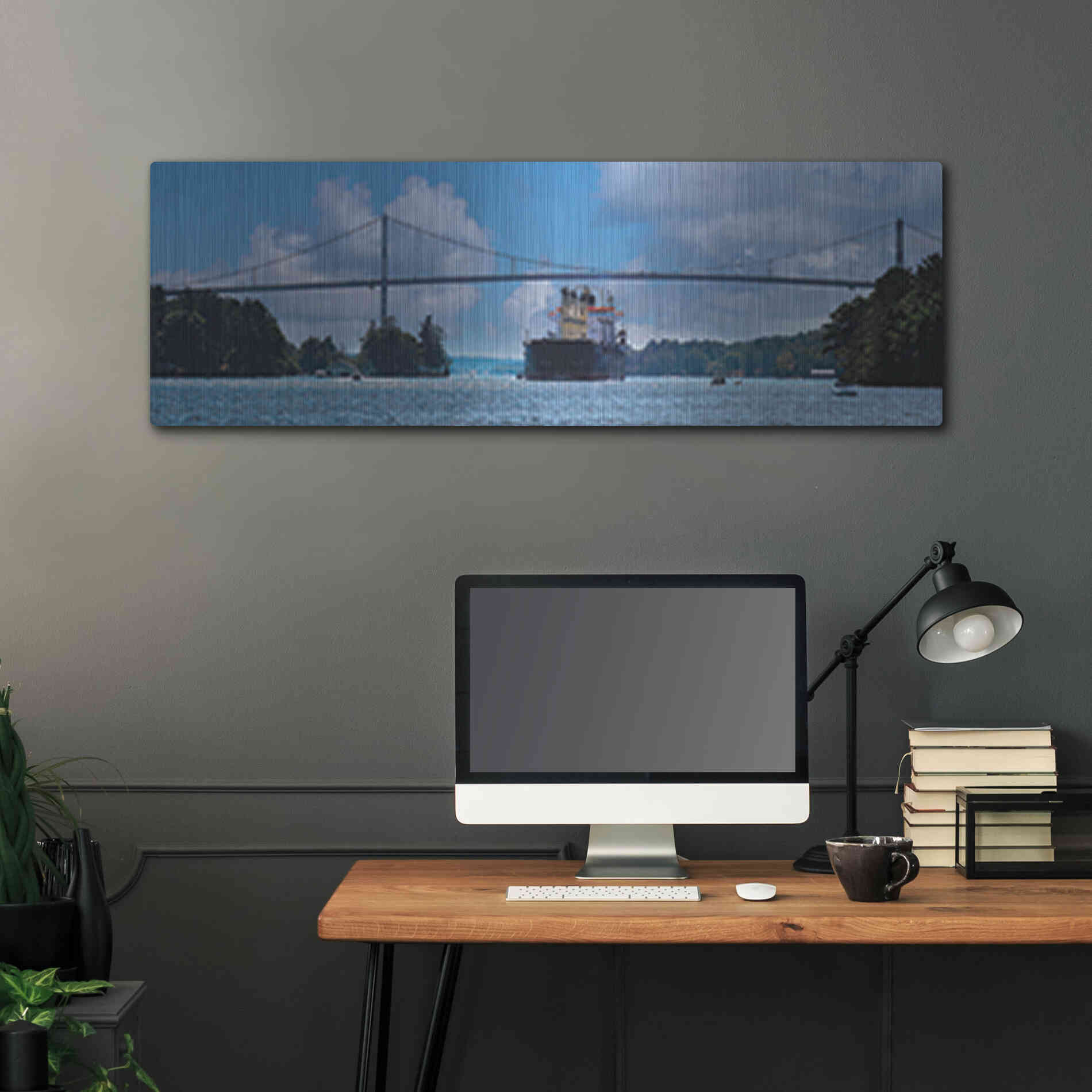 Luxe Metal Art 'Rolling on the River' by Lori Deiter, Metal Wall Art,48x16