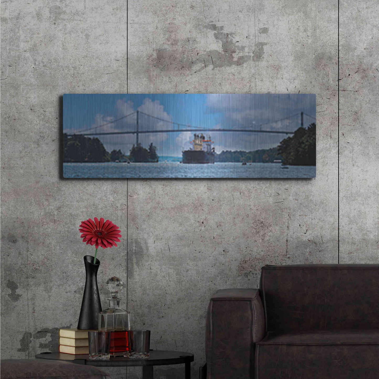 Luxe Metal Art 'Rolling on the River' by Lori Deiter, Metal Wall Art,48x16