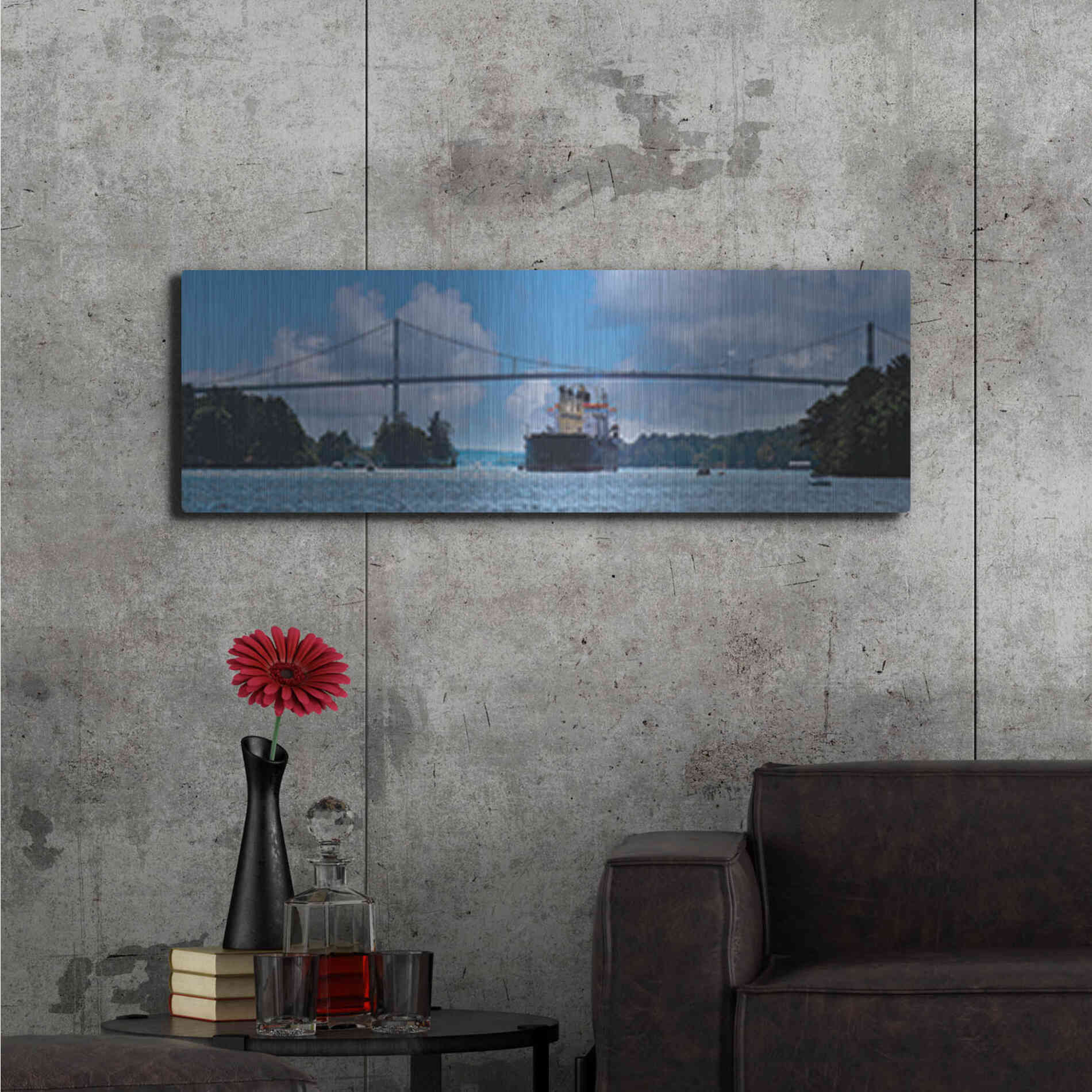 Luxe Metal Art 'Rolling on the River' by Lori Deiter, Metal Wall Art,48x16
