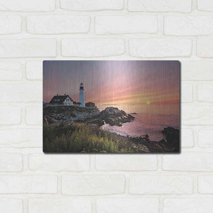Luxe Metal Art 'Sunrise at Portland Head' by Lori Deiter, Metal Wall Art,16x12