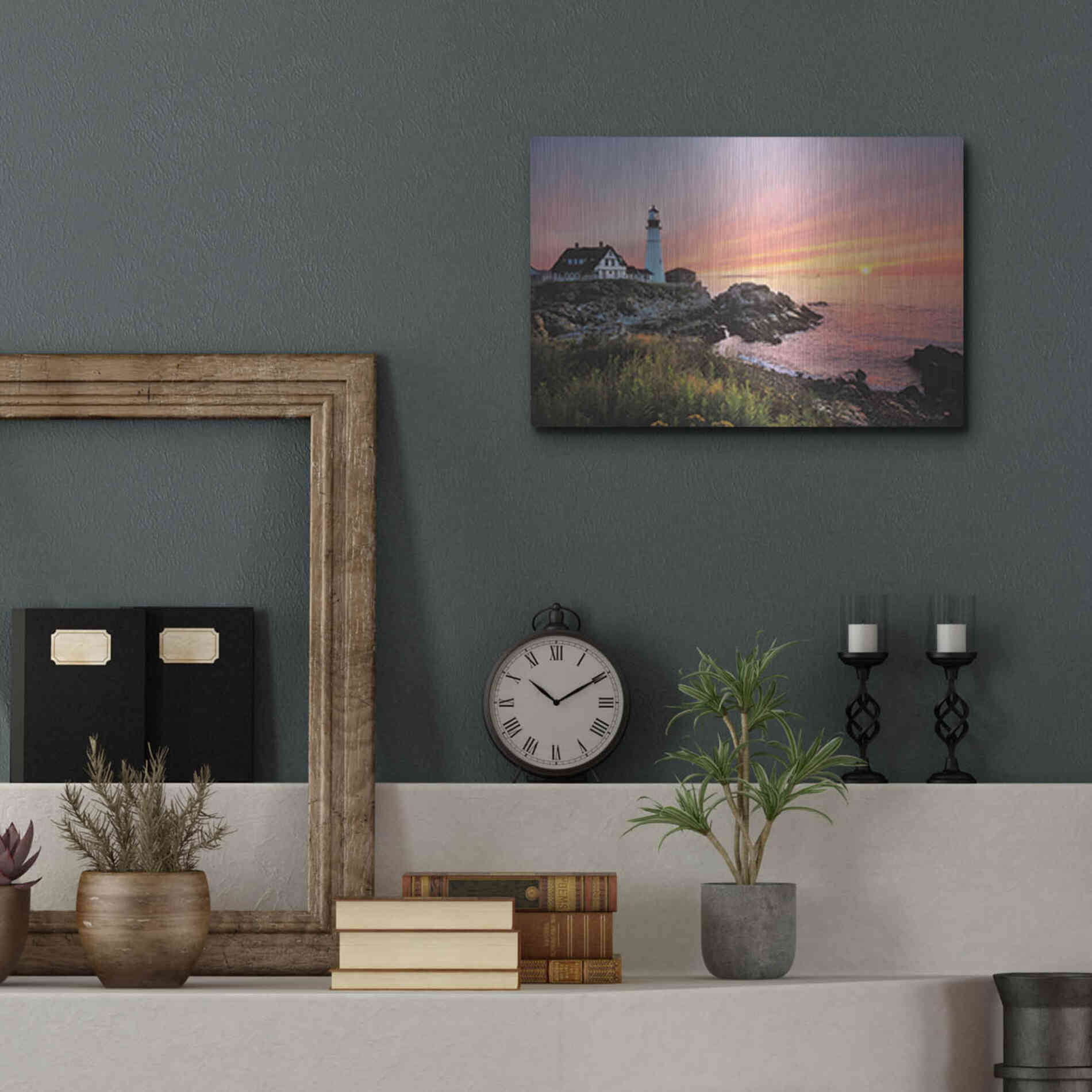 Luxe Metal Art 'Sunrise at Portland Head' by Lori Deiter, Metal Wall Art,16x12