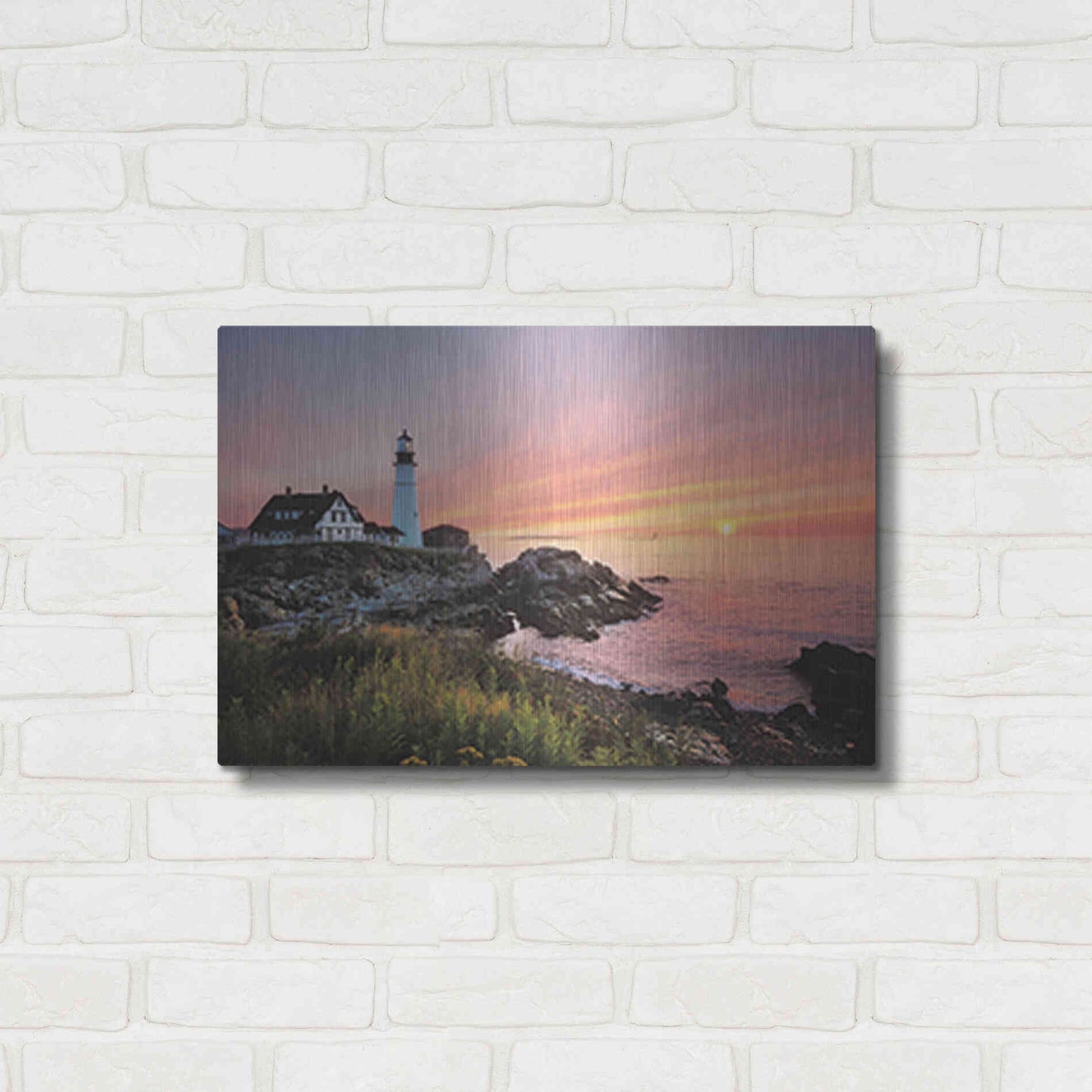 Luxe Metal Art 'Sunrise at Portland Head' by Lori Deiter, Metal Wall Art,24x16