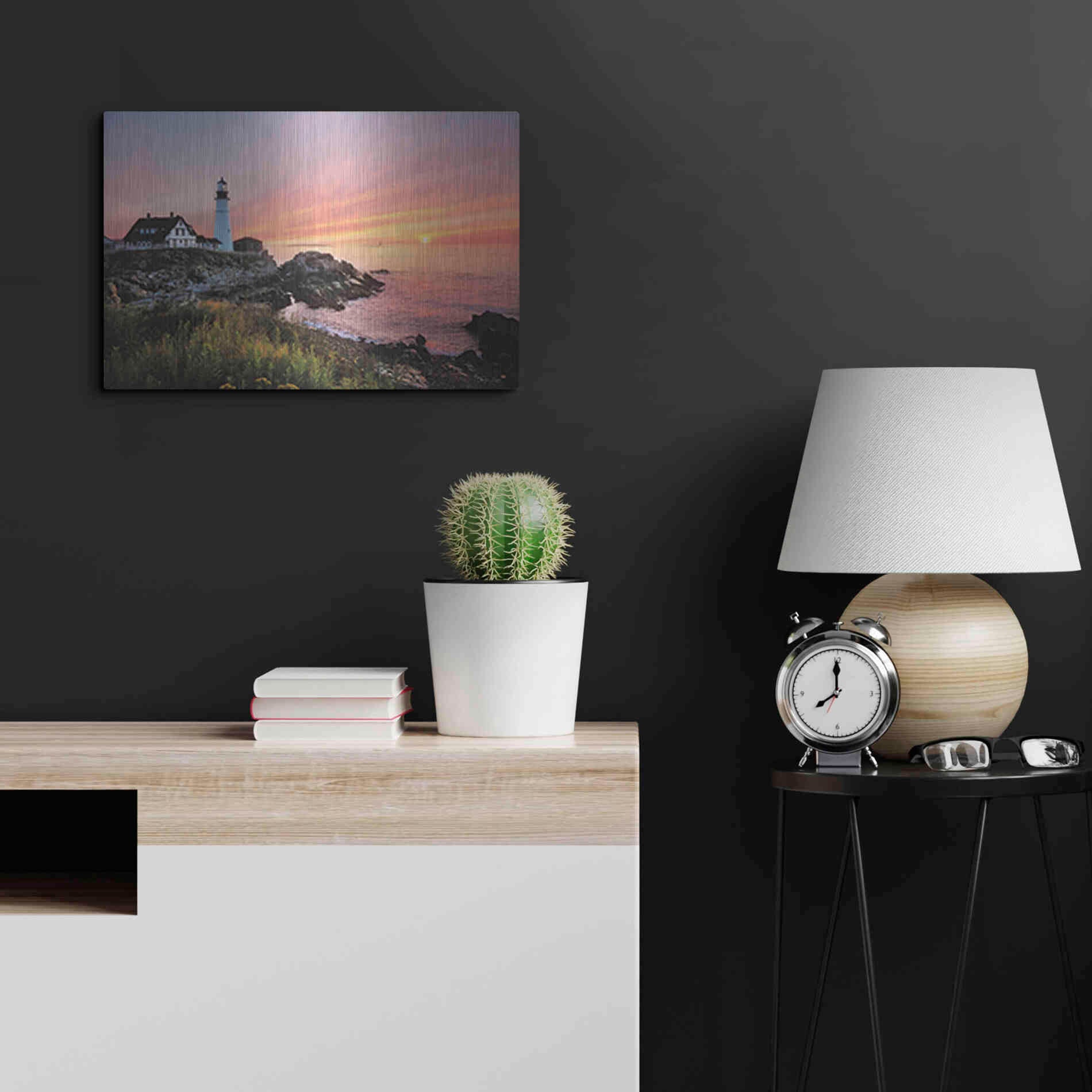 Luxe Metal Art 'Sunrise at Portland Head' by Lori Deiter, Metal Wall Art,24x16