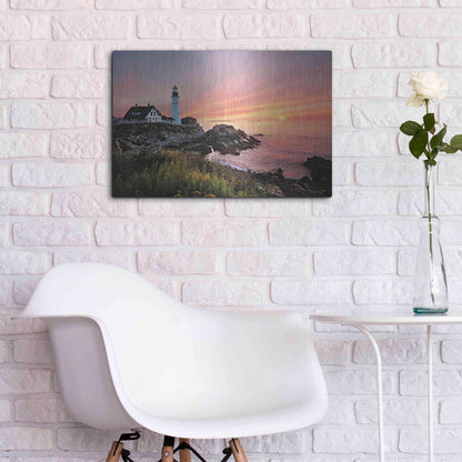 Luxe Metal Art 'Sunrise at Portland Head' by Lori Deiter, Metal Wall Art,24x16