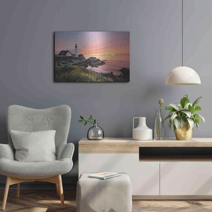 Luxe Metal Art 'Sunrise at Portland Head' by Lori Deiter, Metal Wall Art,24x16