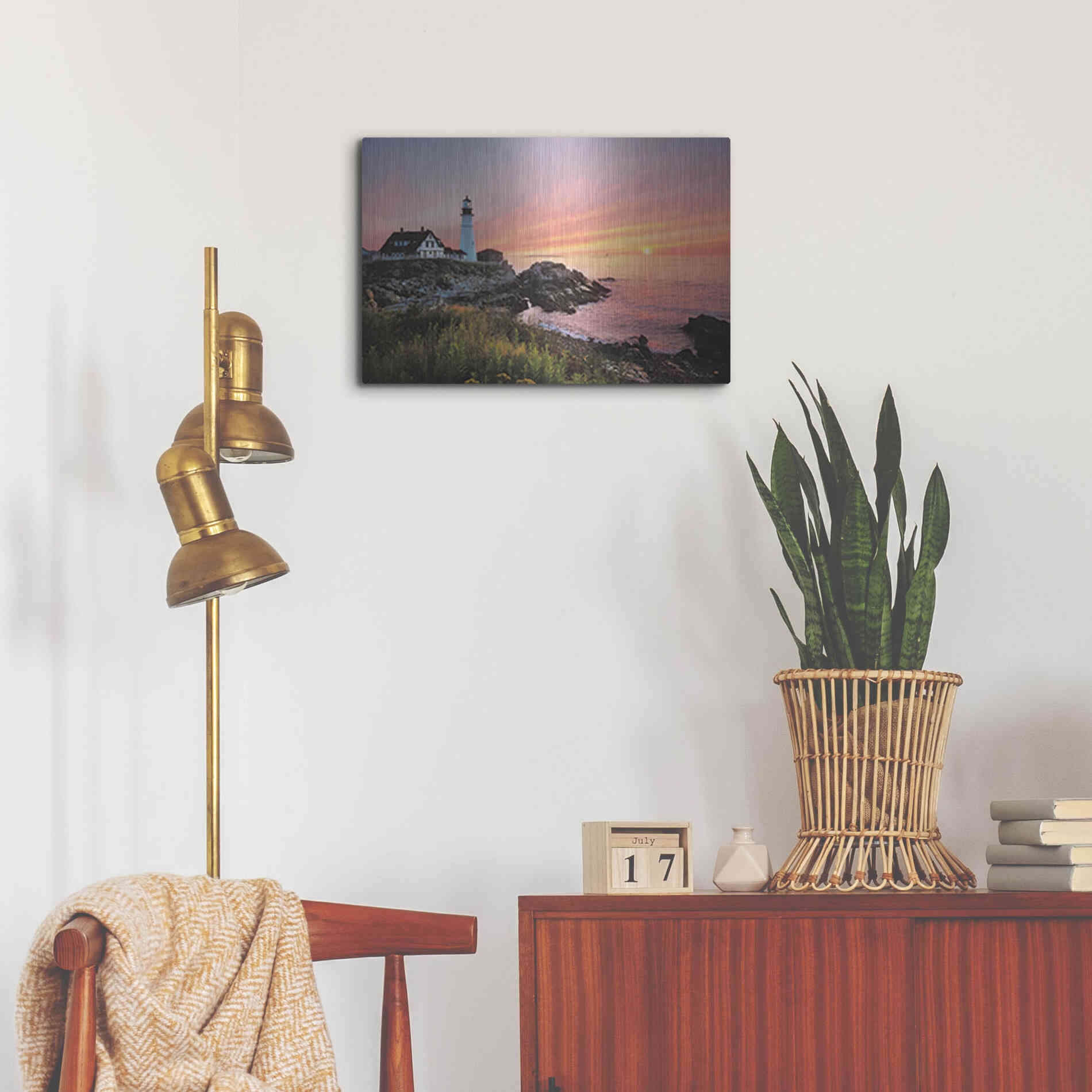 Luxe Metal Art 'Sunrise at Portland Head' by Lori Deiter, Metal Wall Art,24x16