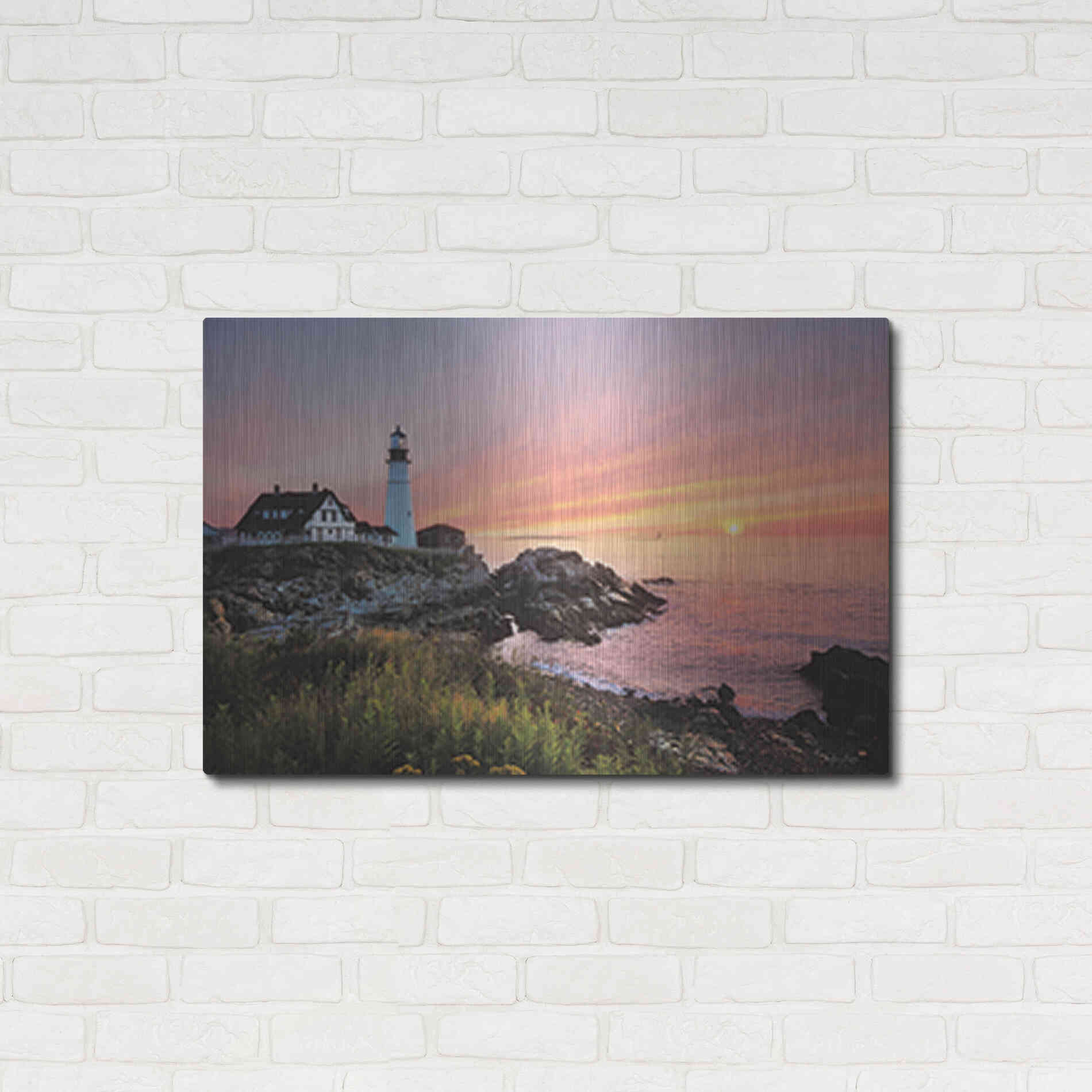 Luxe Metal Art 'Sunrise at Portland Head' by Lori Deiter, Metal Wall Art,36x24