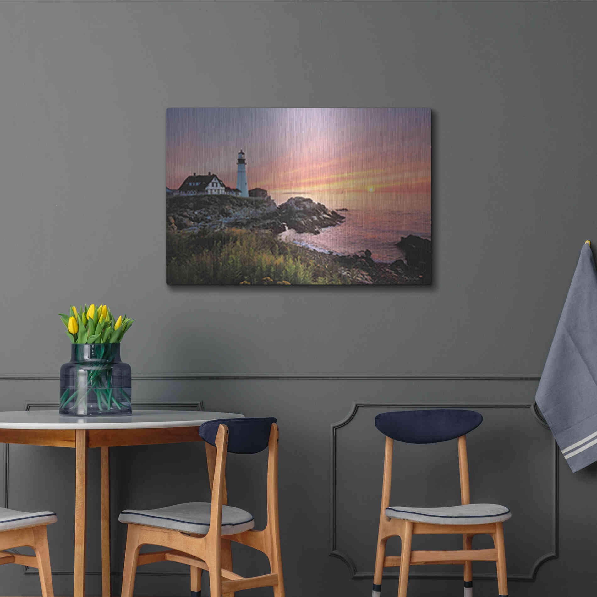 Luxe Metal Art 'Sunrise at Portland Head' by Lori Deiter, Metal Wall Art,36x24