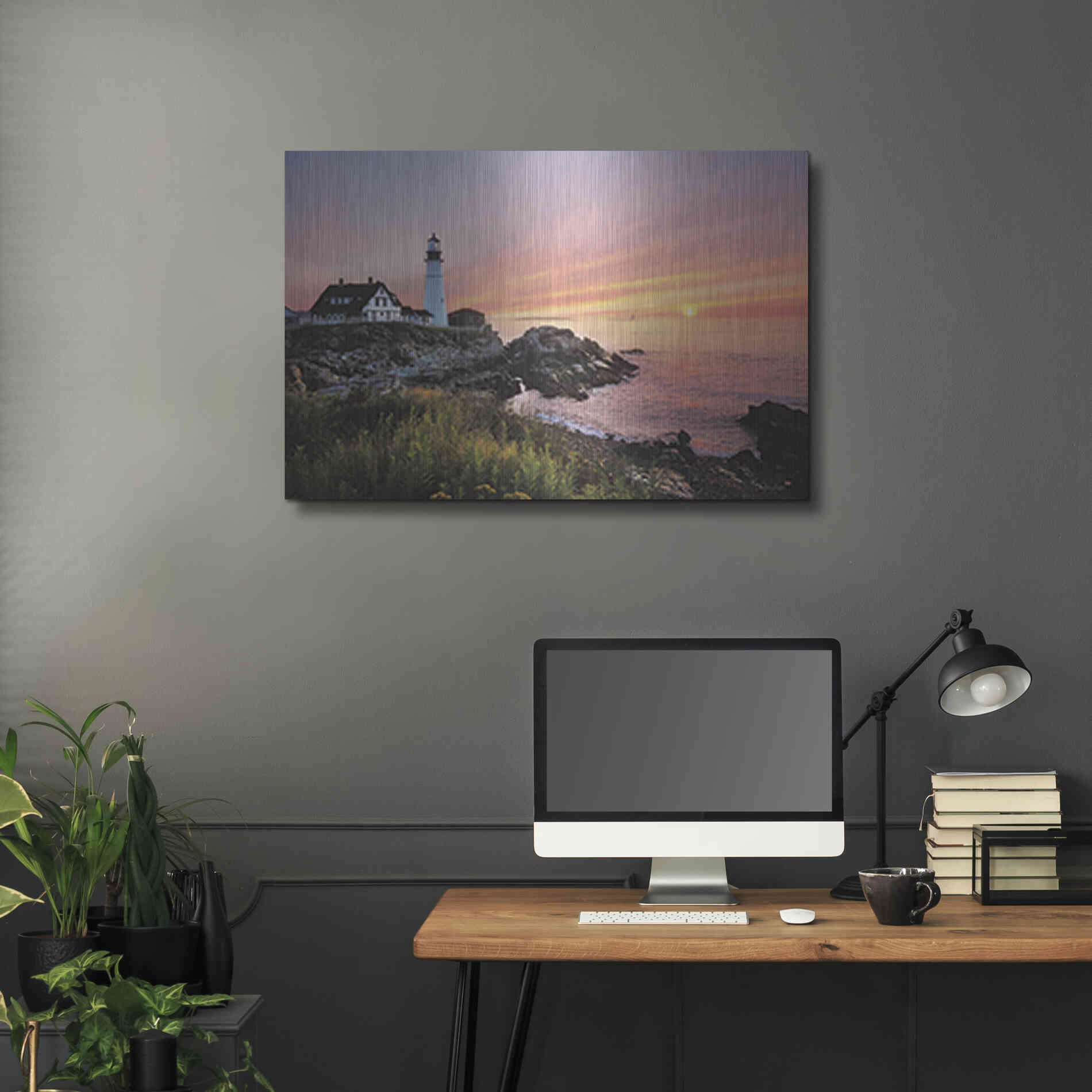 Luxe Metal Art 'Sunrise at Portland Head' by Lori Deiter, Metal Wall Art,36x24