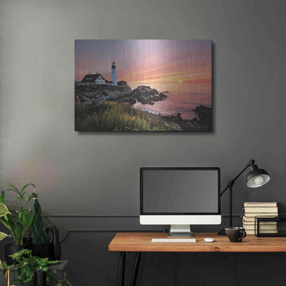 Luxe Metal Art 'Sunrise at Portland Head' by Lori Deiter, Metal Wall Art,36x24