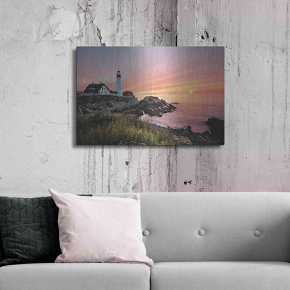Luxe Metal Art 'Sunrise at Portland Head' by Lori Deiter, Metal Wall Art,36x24