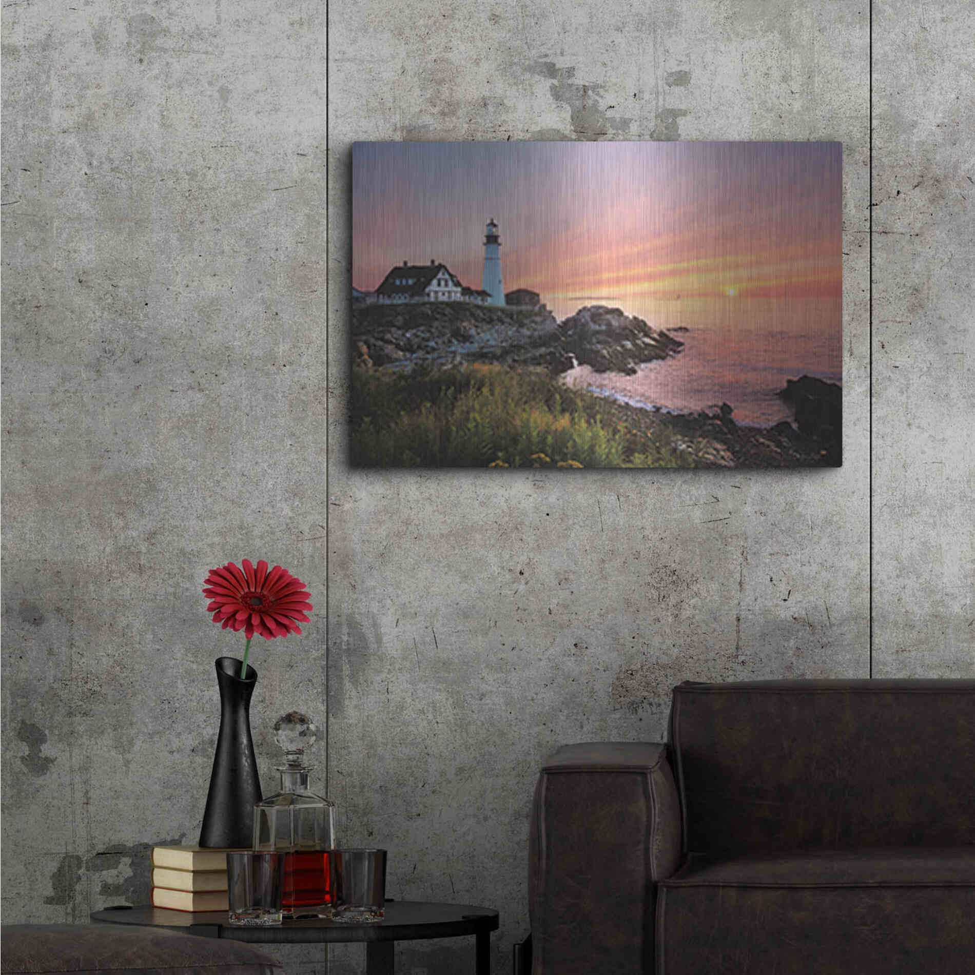 Luxe Metal Art 'Sunrise at Portland Head' by Lori Deiter, Metal Wall Art,36x24