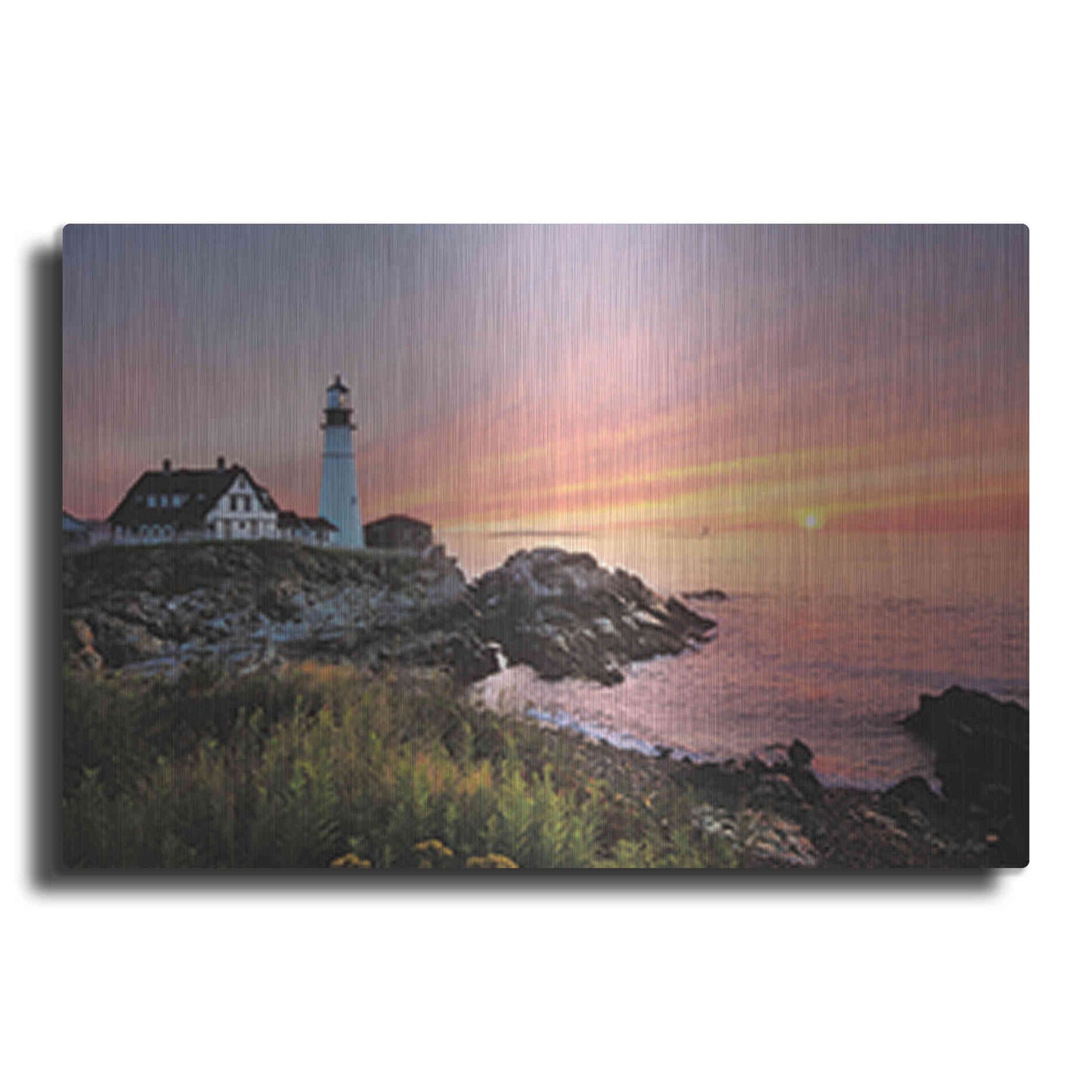 Luxe Metal Art 'Sunrise at Portland Head' by Lori Deiter, Metal Wall Art