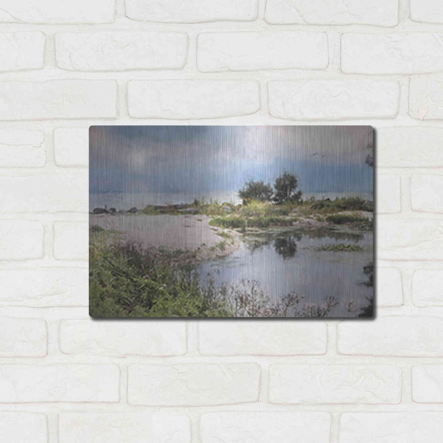 Luxe Metal Art 'Lake Coast' by Lori Deiter, Metal Wall Art,16x12