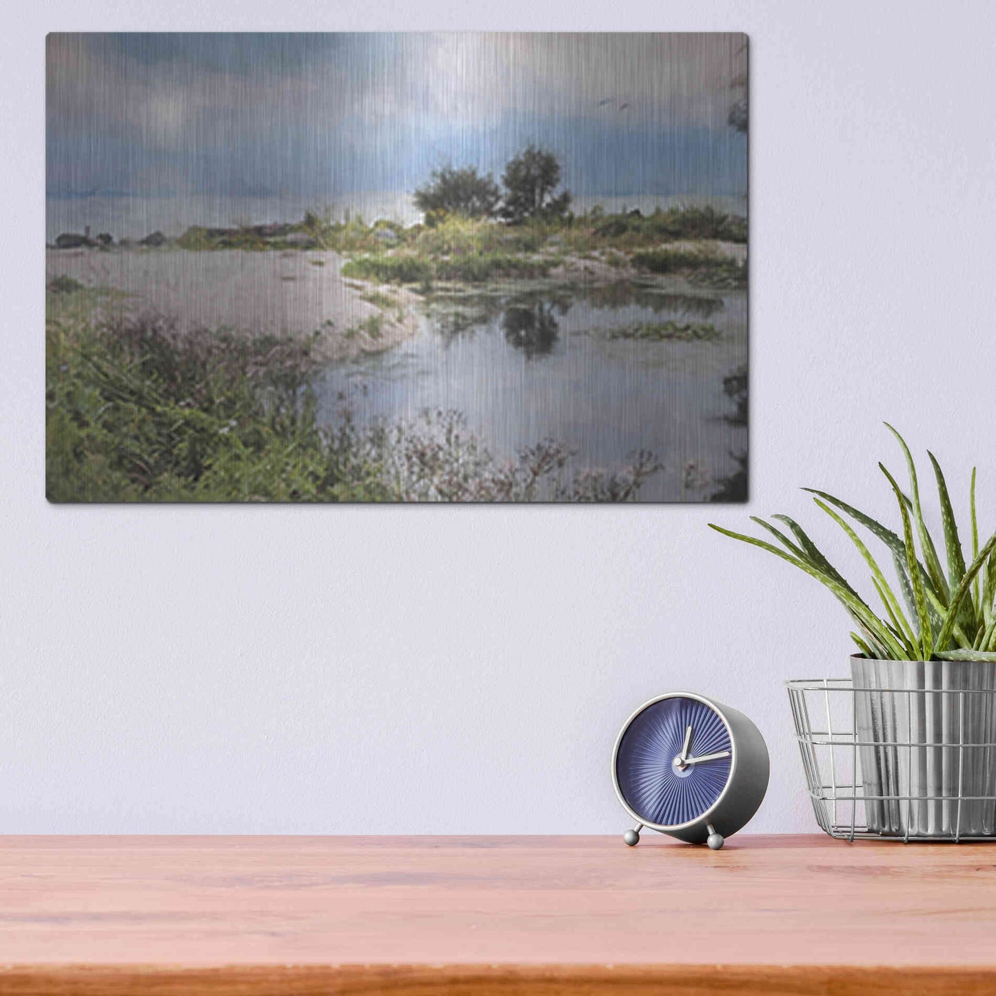 Luxe Metal Art 'Lake Coast' by Lori Deiter, Metal Wall Art,16x12