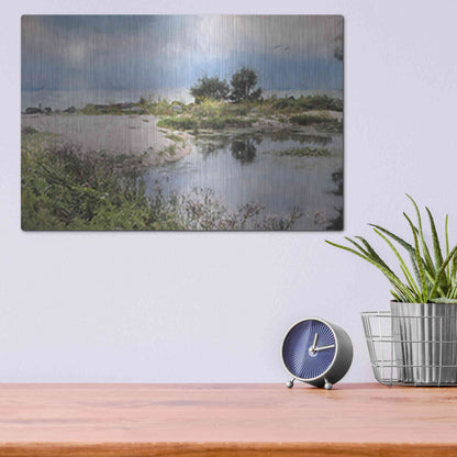 Luxe Metal Art 'Lake Coast' by Lori Deiter, Metal Wall Art,16x12