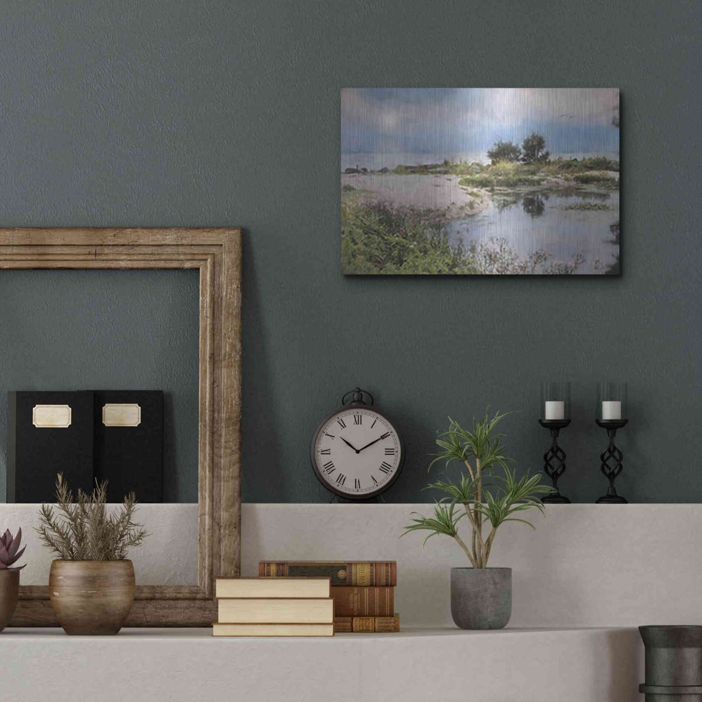 Luxe Metal Art 'Lake Coast' by Lori Deiter, Metal Wall Art,16x12