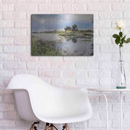 Luxe Metal Art 'Lake Coast' by Lori Deiter, Metal Wall Art,24x16