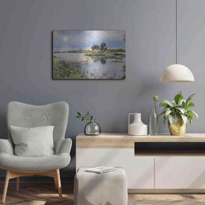 Luxe Metal Art 'Lake Coast' by Lori Deiter, Metal Wall Art,24x16