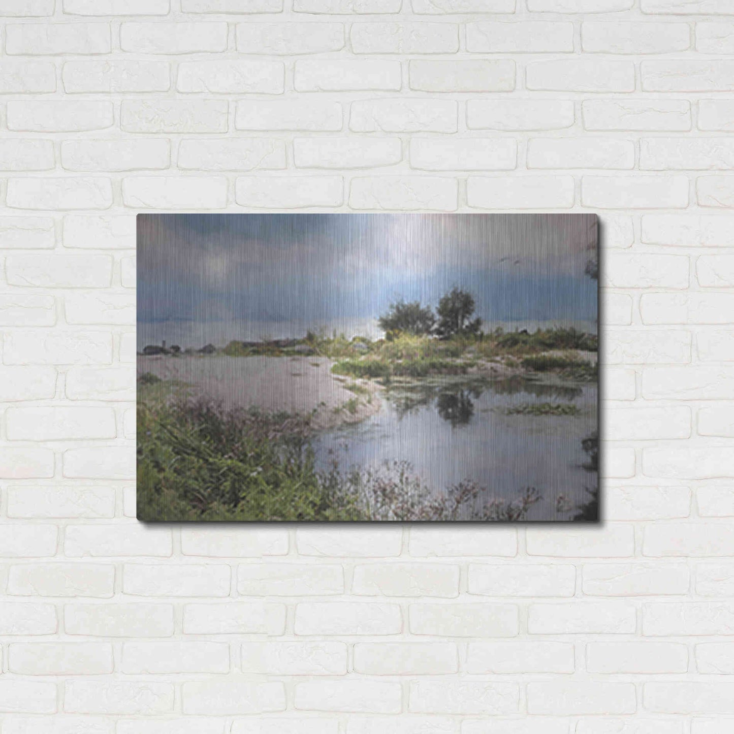 Luxe Metal Art 'Lake Coast' by Lori Deiter, Metal Wall Art,36x24