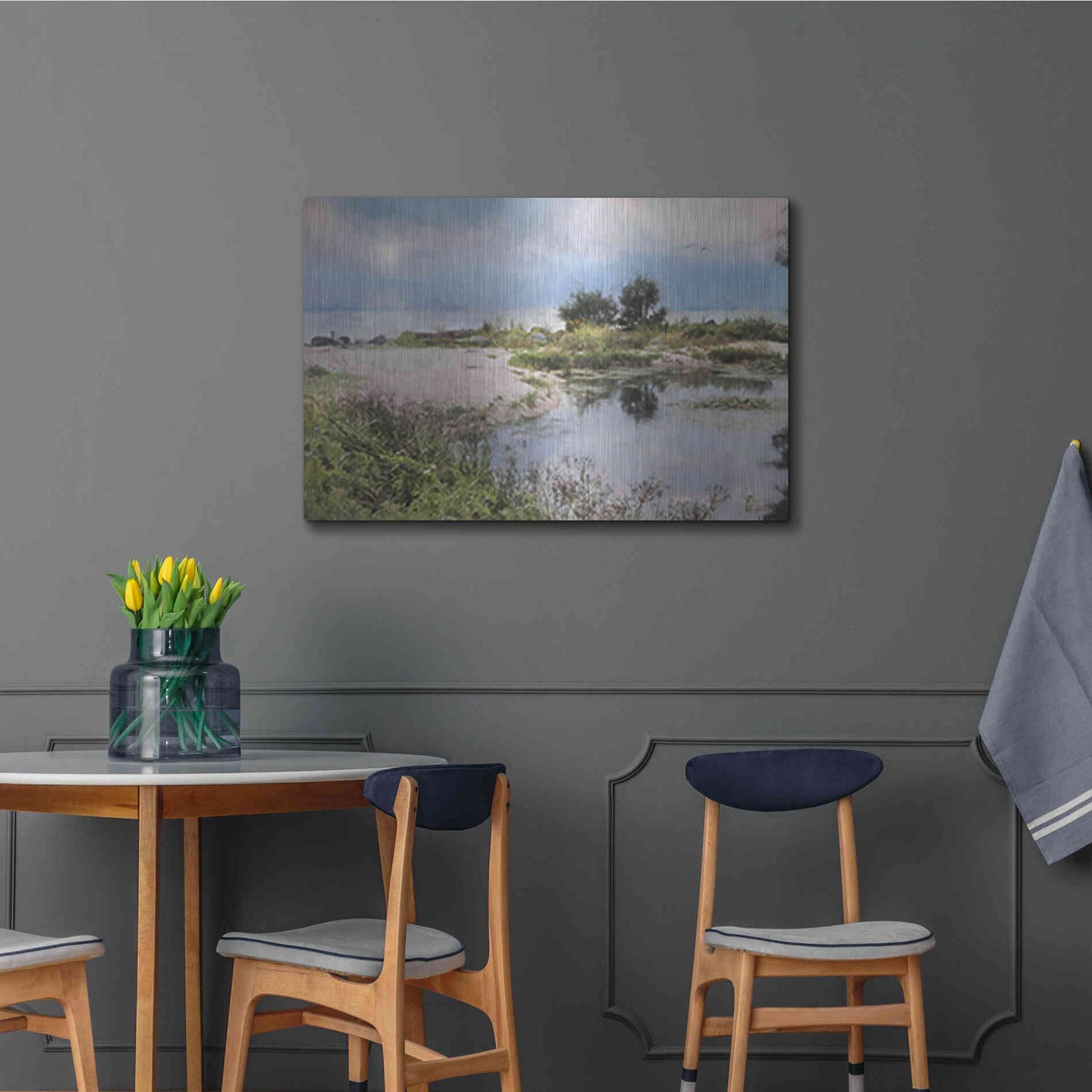 Luxe Metal Art 'Lake Coast' by Lori Deiter, Metal Wall Art,36x24