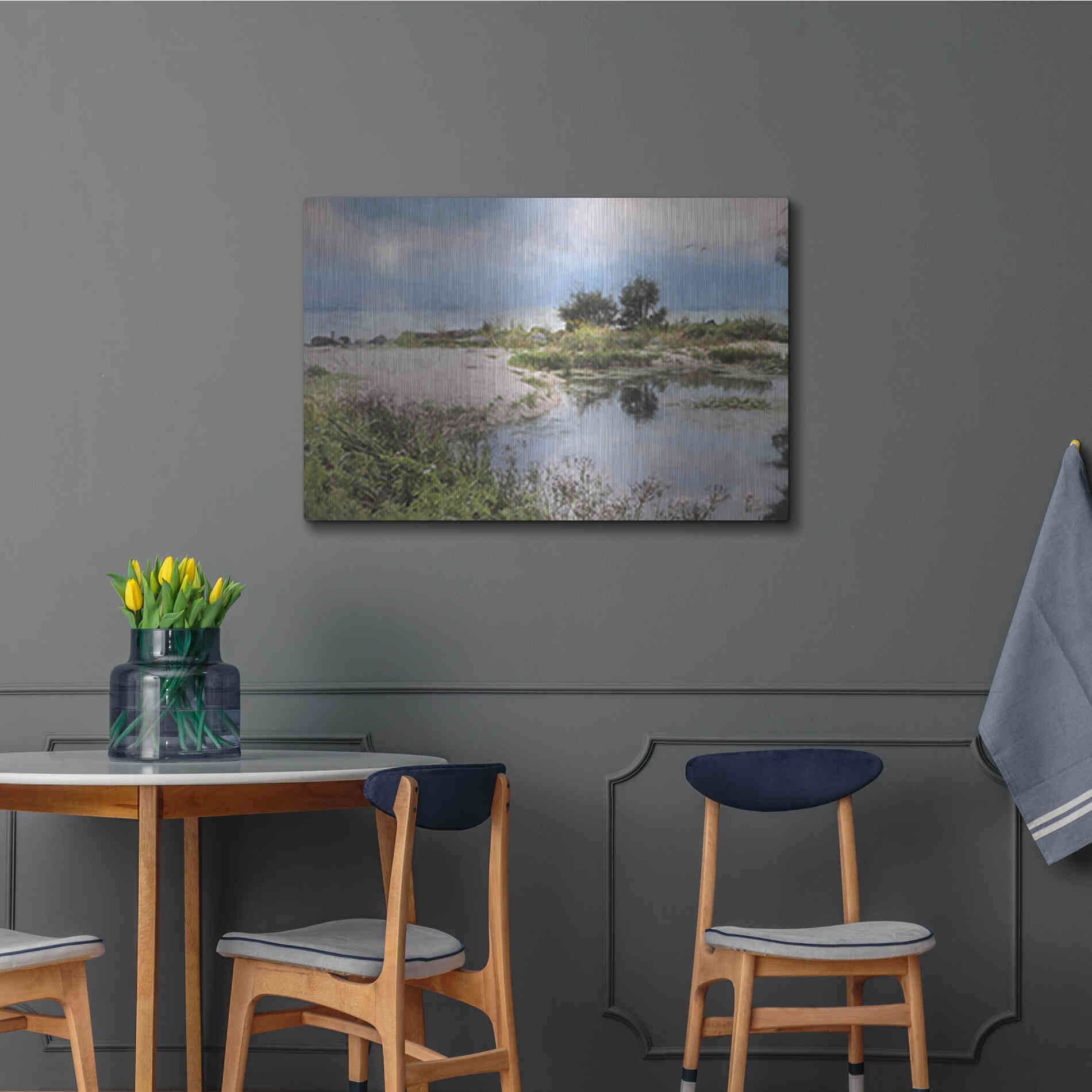 Luxe Metal Art 'Lake Coast' by Lori Deiter, Metal Wall Art,36x24