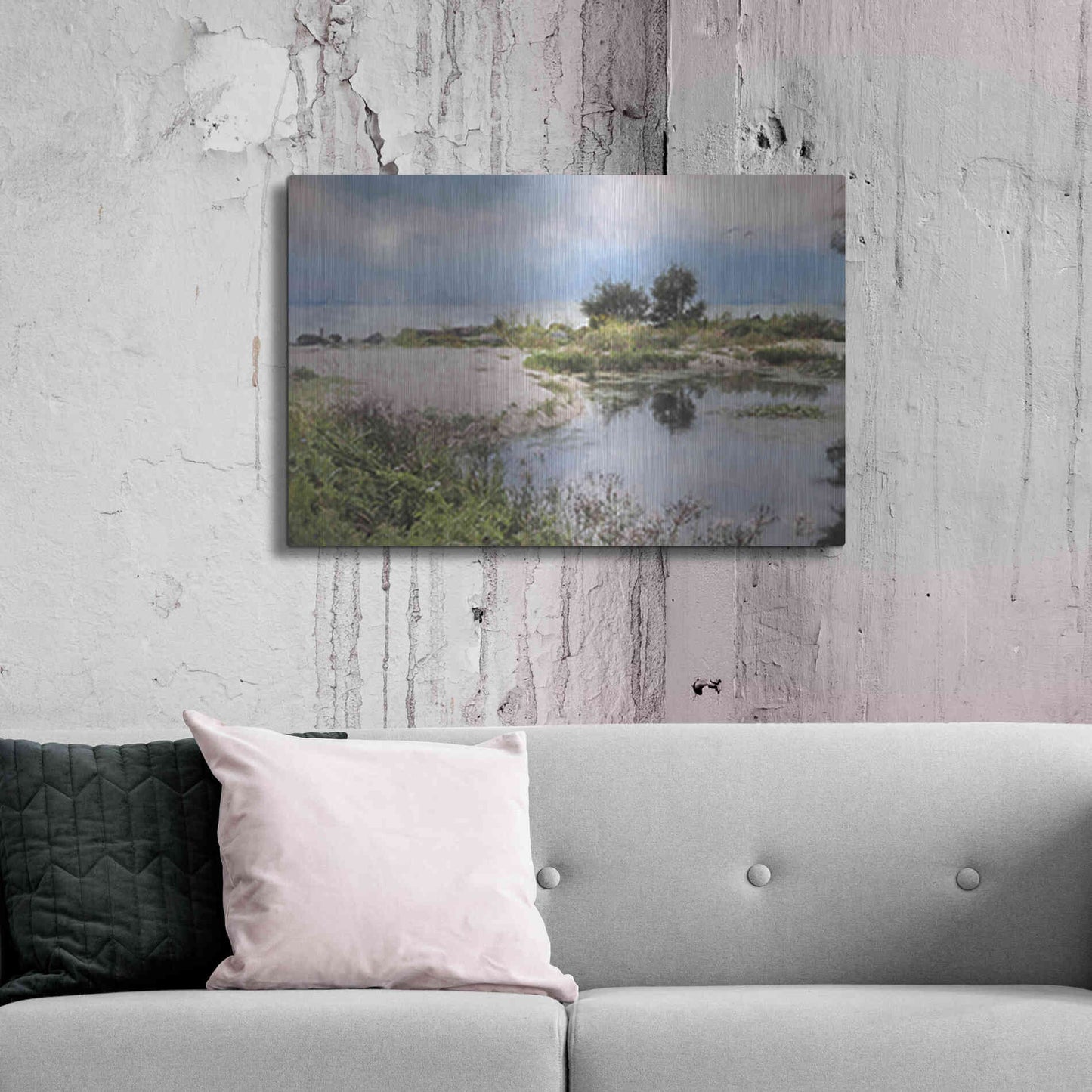 Luxe Metal Art 'Lake Coast' by Lori Deiter, Metal Wall Art,36x24