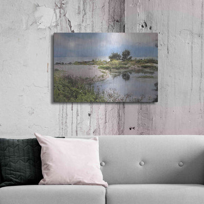 Luxe Metal Art 'Lake Coast' by Lori Deiter, Metal Wall Art,36x24