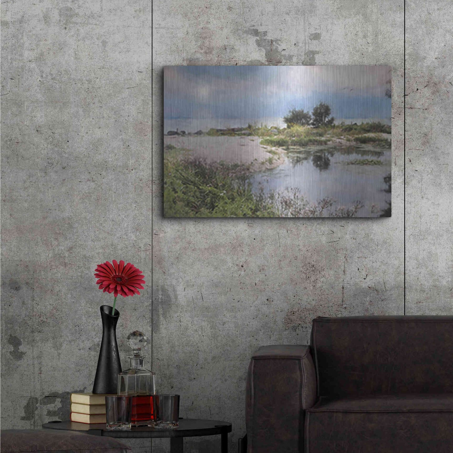 Luxe Metal Art 'Lake Coast' by Lori Deiter, Metal Wall Art,36x24