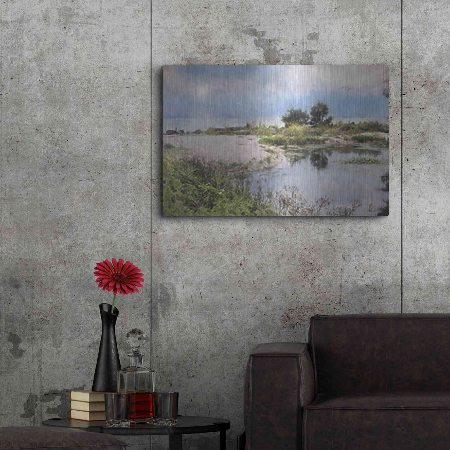 Luxe Metal Art 'Lake Coast' by Lori Deiter, Metal Wall Art,36x24