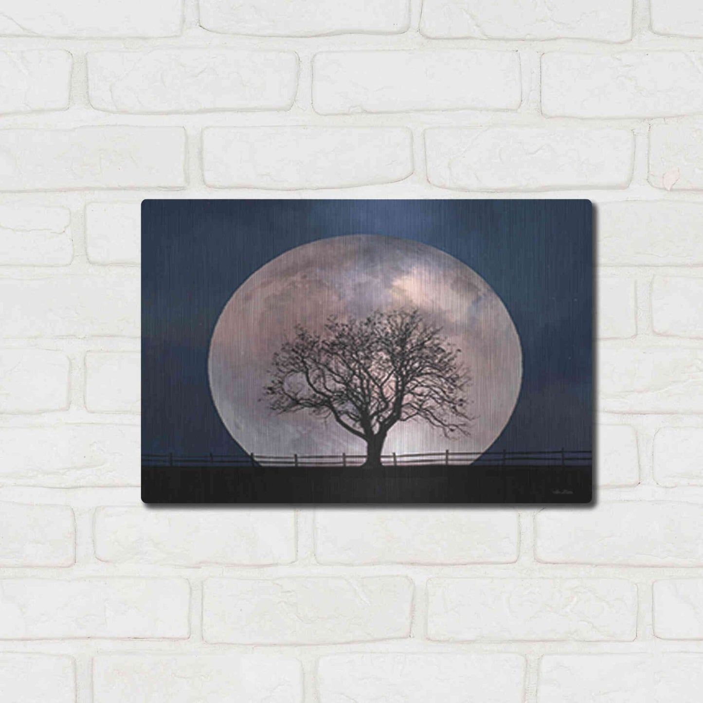 Luxe Metal Art 'Glowing Moonrise' by Lori Deiter, Metal Wall Art,16x12