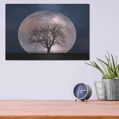 Luxe Metal Art 'Glowing Moonrise' by Lori Deiter, Metal Wall Art,16x12