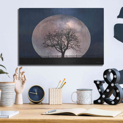 Luxe Metal Art 'Glowing Moonrise' by Lori Deiter, Metal Wall Art,16x12