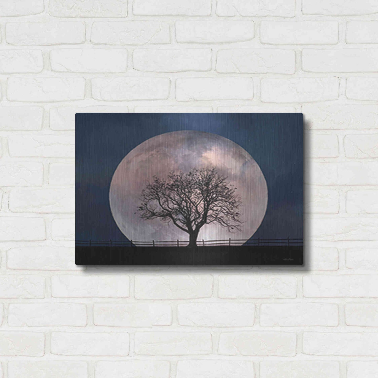 Luxe Metal Art 'Glowing Moonrise' by Lori Deiter, Metal Wall Art,24x16