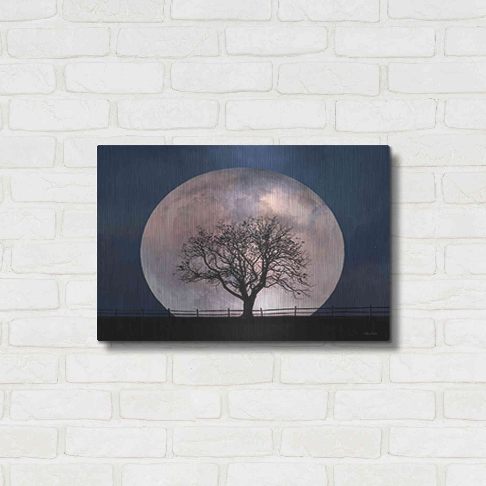 Luxe Metal Art 'Glowing Moonrise' by Lori Deiter, Metal Wall Art,24x16