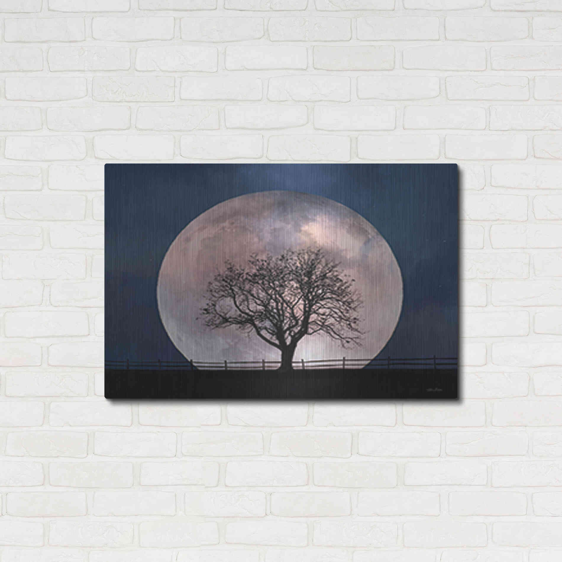 Luxe Metal Art 'Glowing Moonrise' by Lori Deiter, Metal Wall Art,36x24
