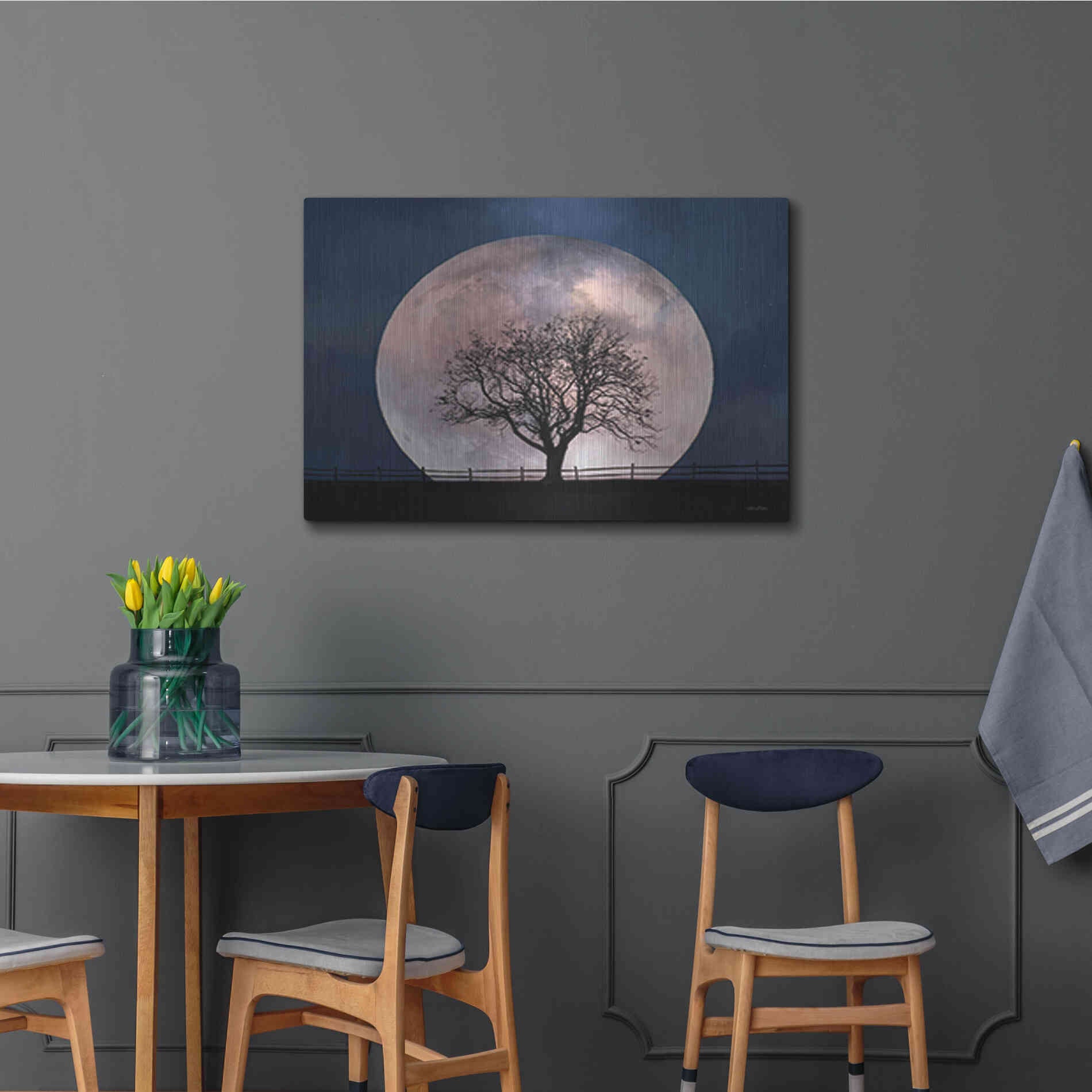 Luxe Metal Art 'Glowing Moonrise' by Lori Deiter, Metal Wall Art,36x24