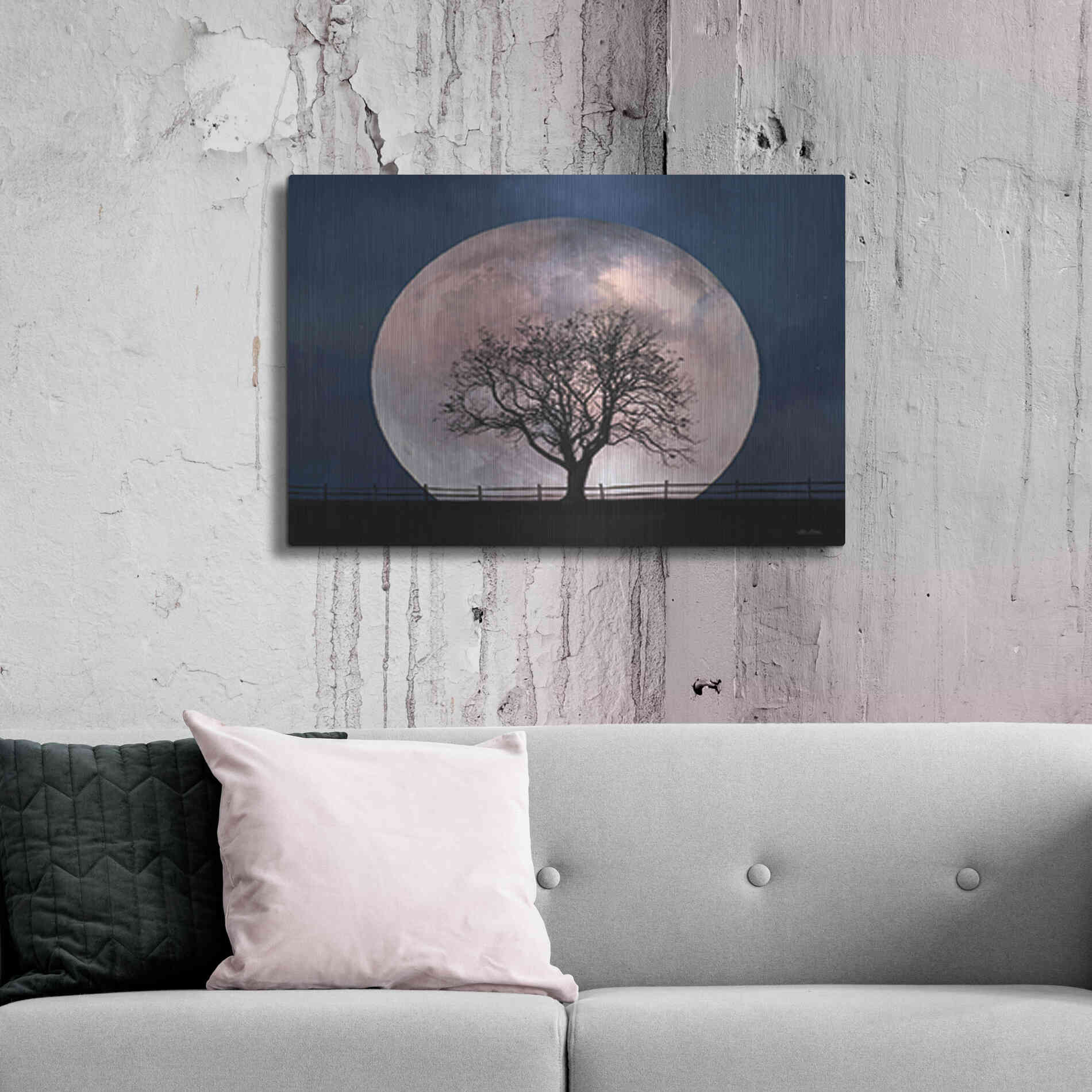 Luxe Metal Art 'Glowing Moonrise' by Lori Deiter, Metal Wall Art,36x24