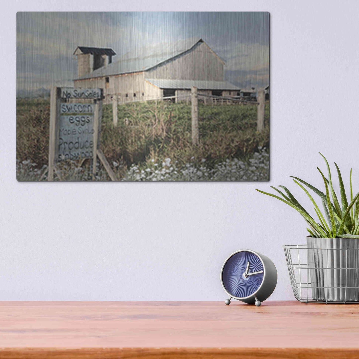 Luxe Metal Art 'Produce for Sale' by Lori Deiter, Metal Wall Art,16x12